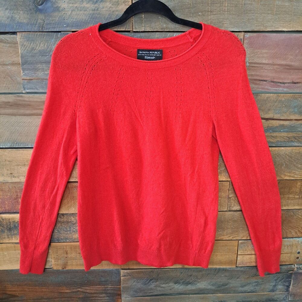 Banana Republic Wool & Cashmere Blend Sweater Orange Size XS Fine Italian Yarn